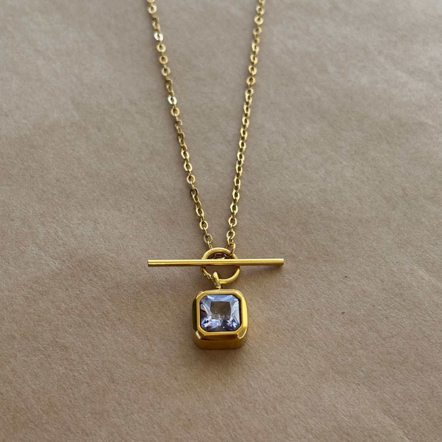 Vintage T-Bar Purple Necklace