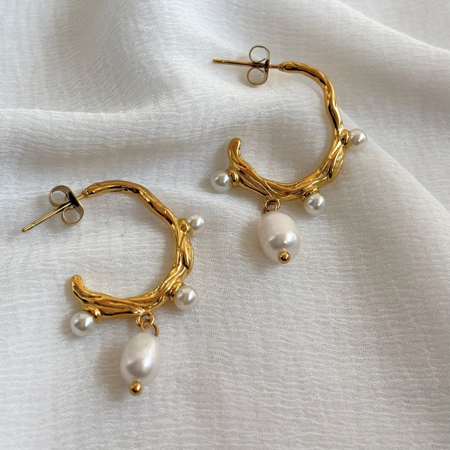 Dream Catcher Pearl Hoops