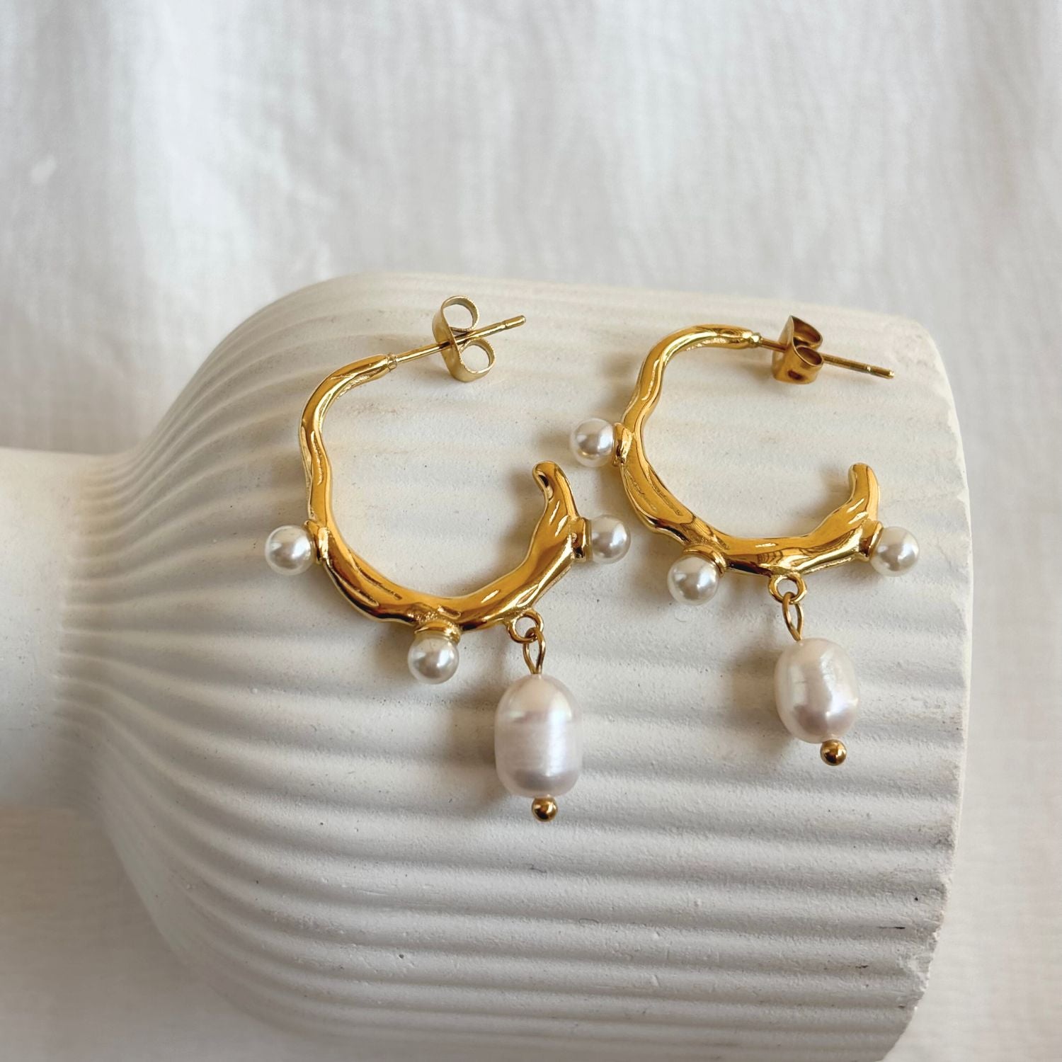 Dream Catcher Pearl Hoops