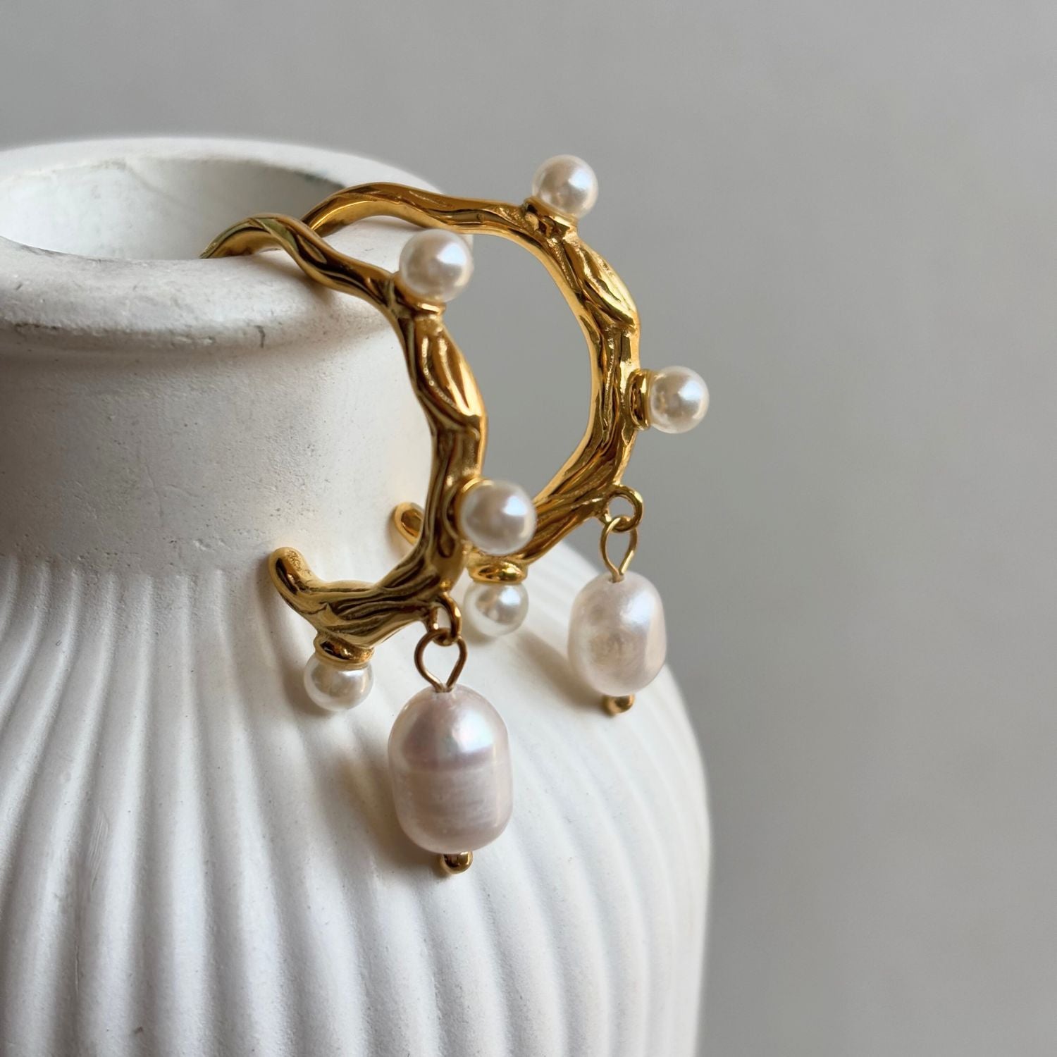 Dream Catcher Pearl Hoops