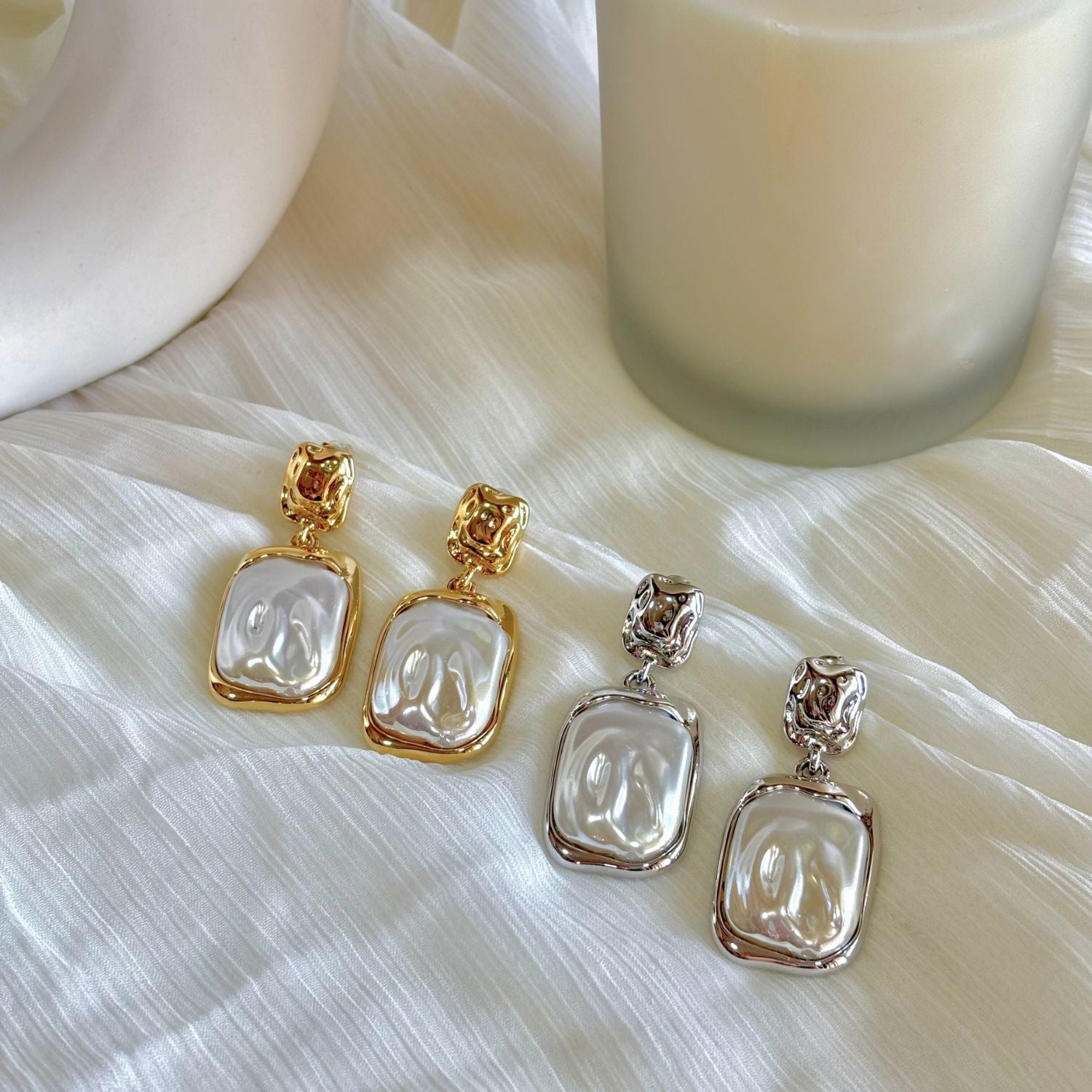 Silver Baroque Pearl Drop Earrings