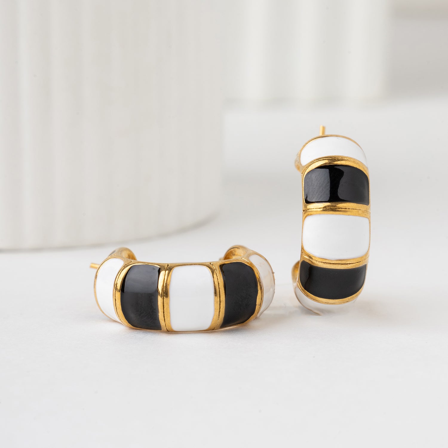 Croissant Enamel Hoops