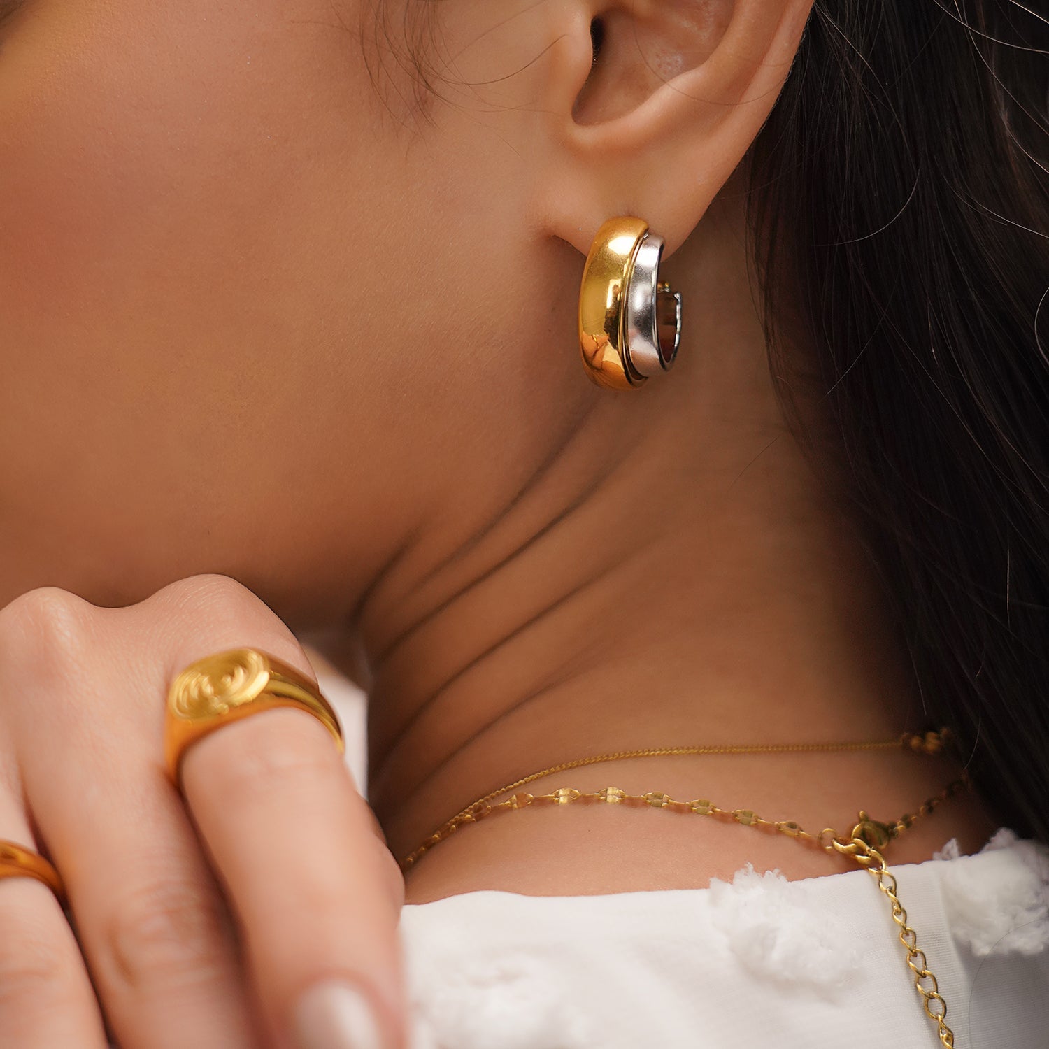Golden Duo Hoop Earrings