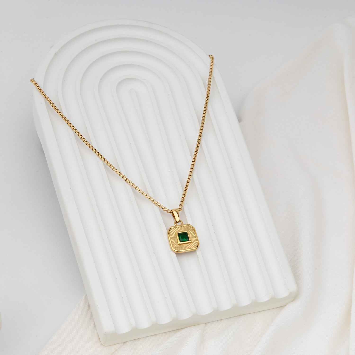 Green Zircon Charm Necklace