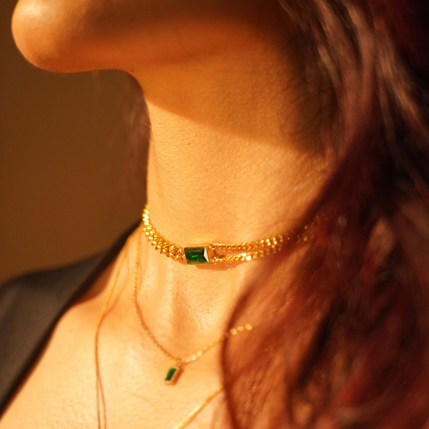 Emerald Zircon Choker Necklace