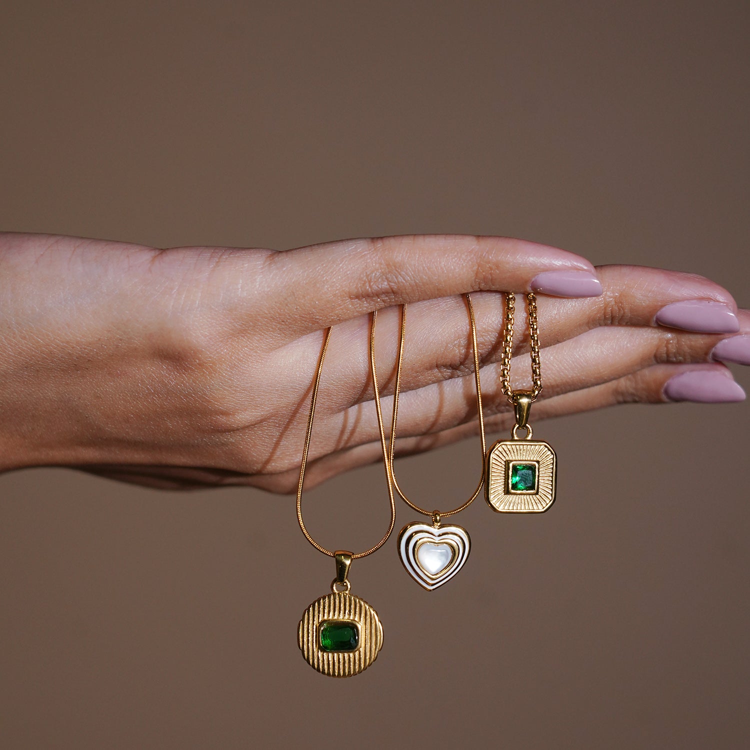 Serene Emerald Coin Necklace