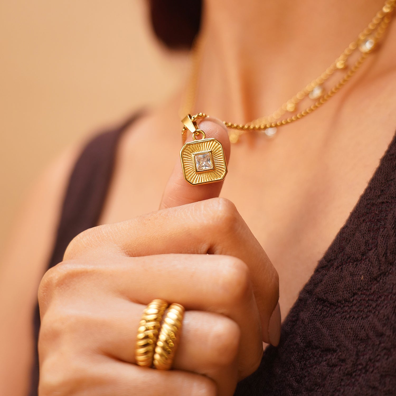 White Zircon Charm Necklace
