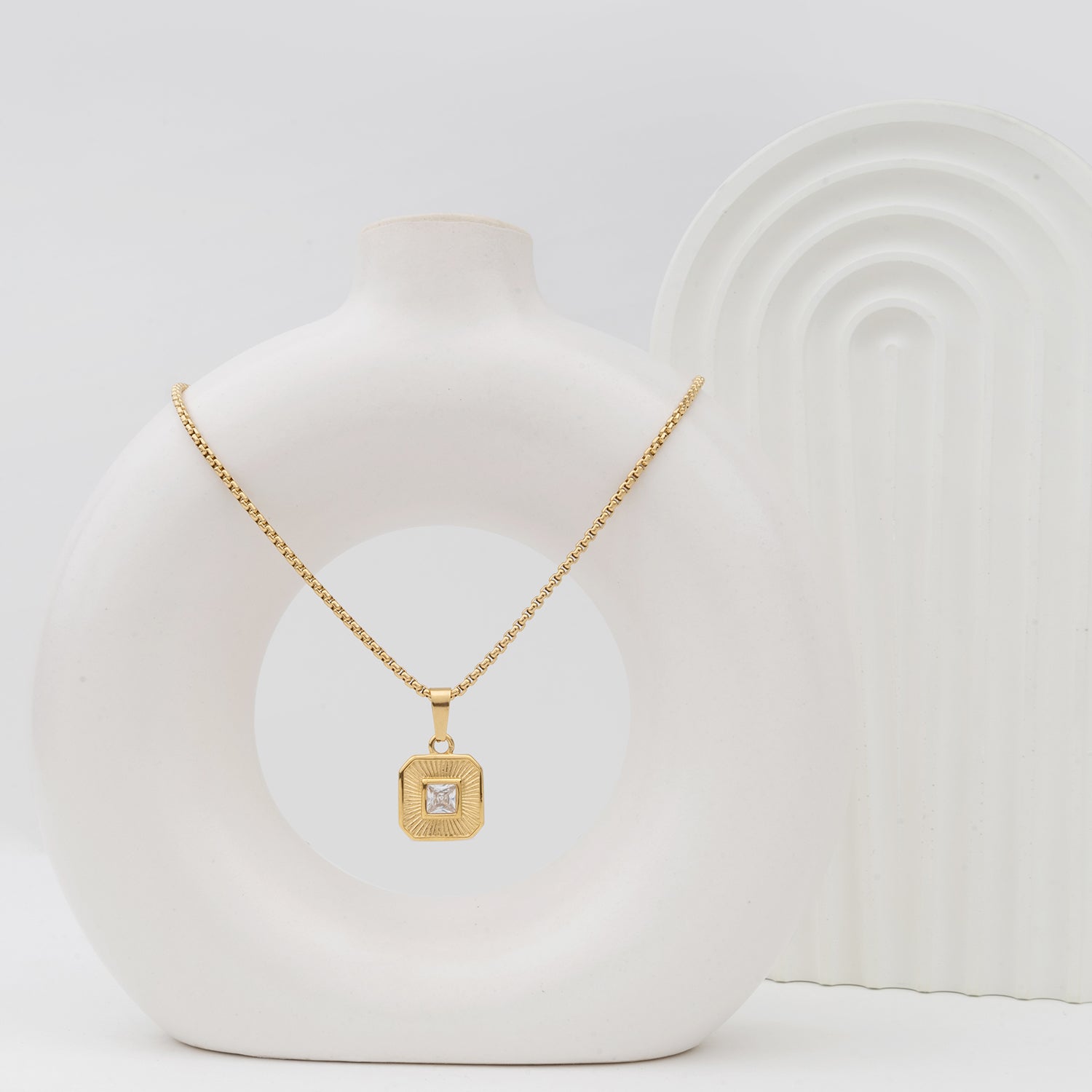 White Zircon Charm Necklace