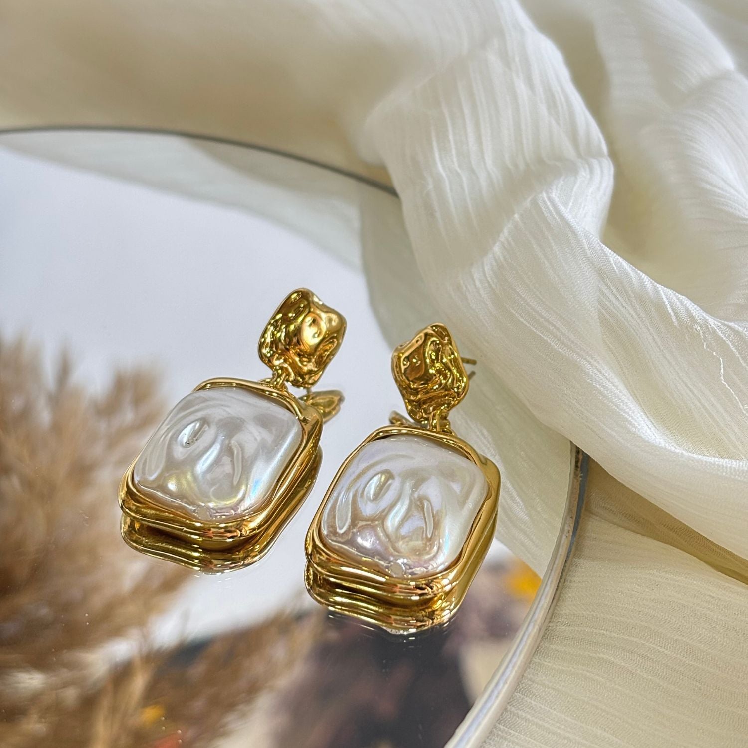 Gold Baroque Pearl Drops