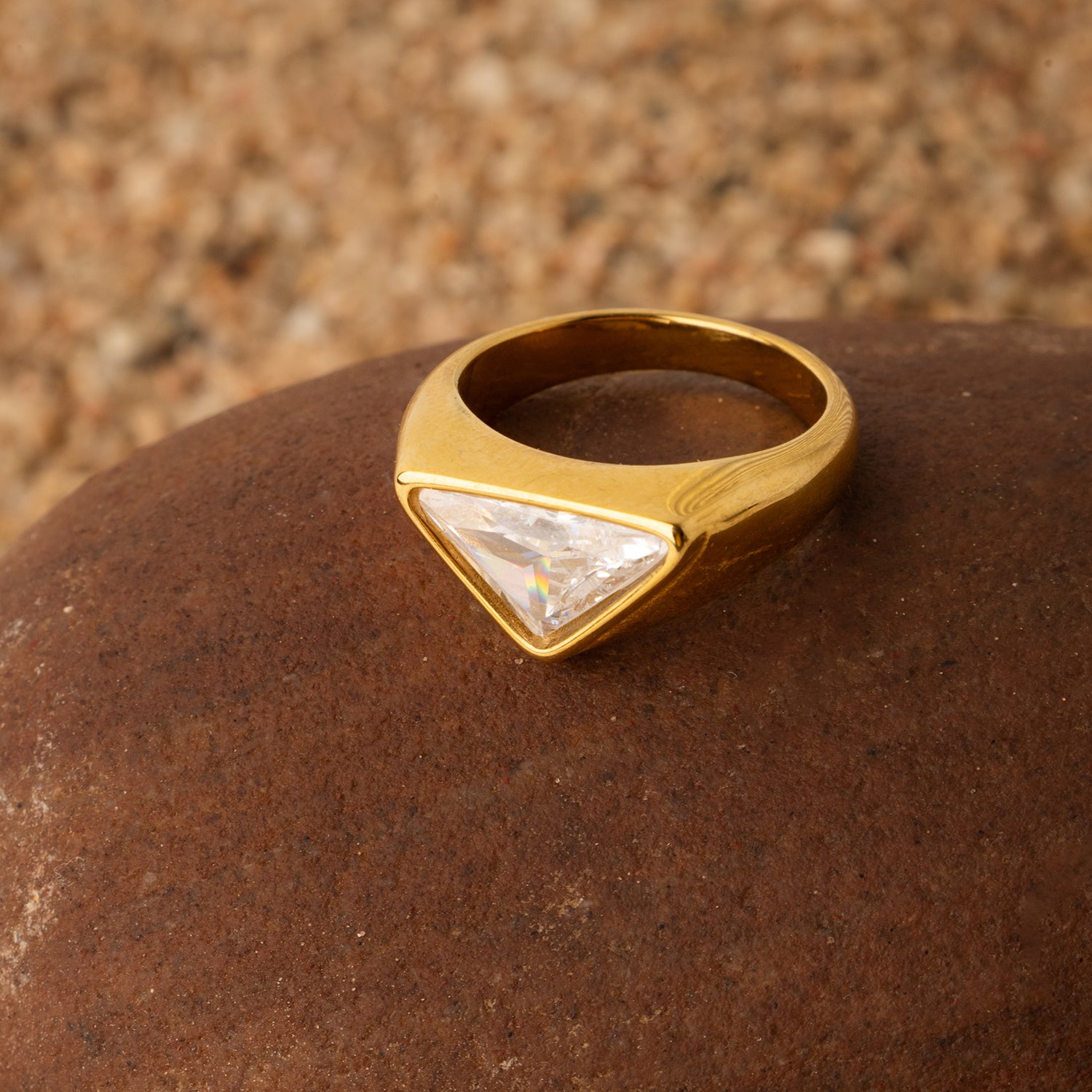 Crystal Clear Triangle Ring