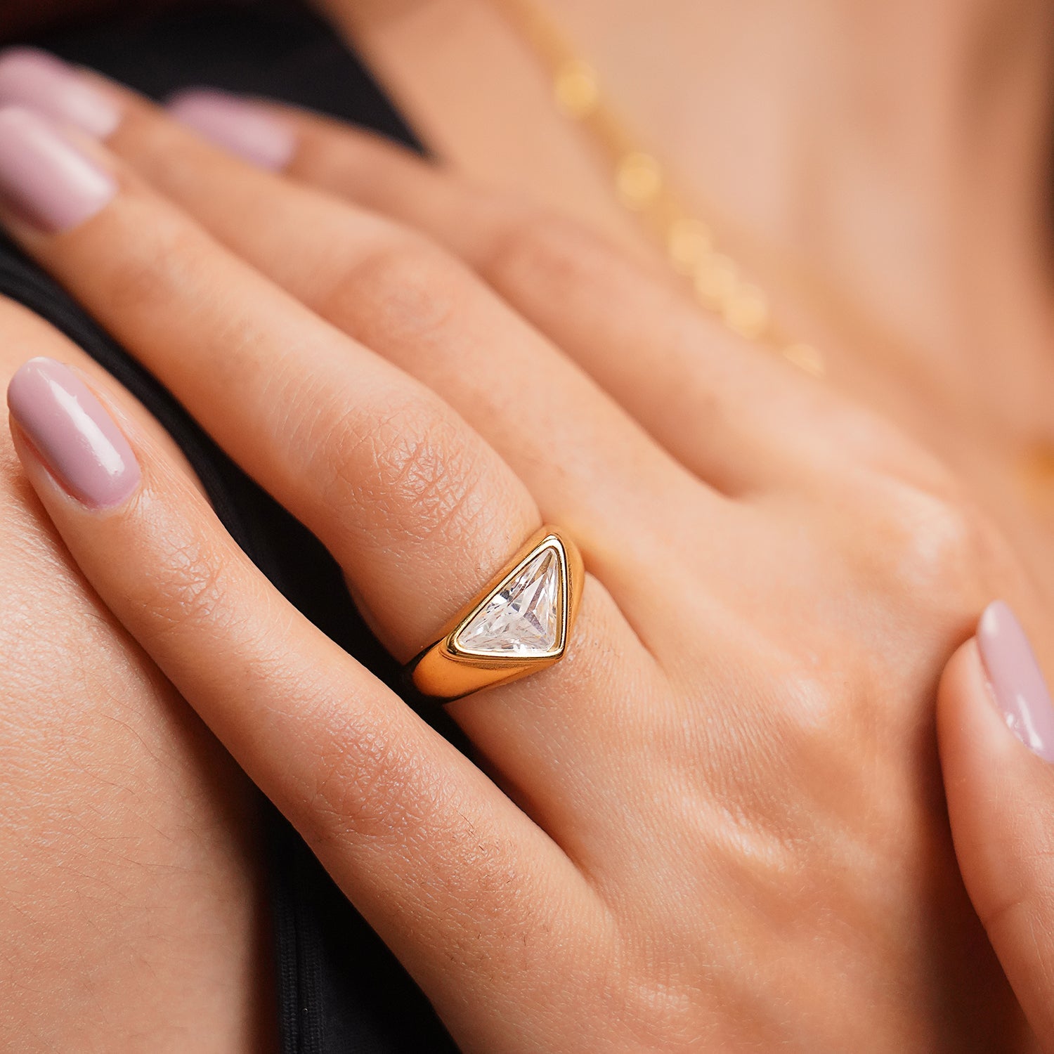 Crystal Clear Triangle Ring