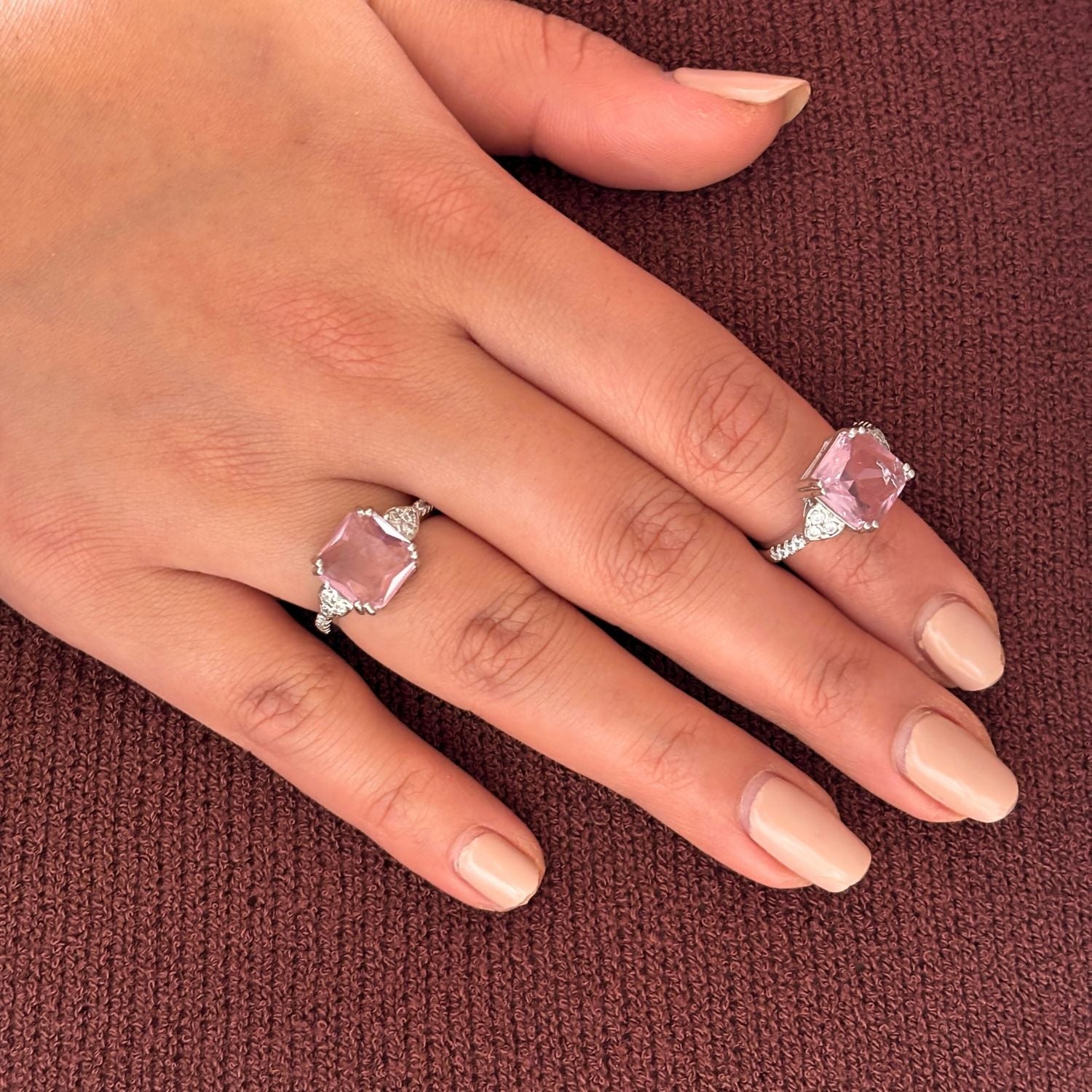 Cushion Cut Pink Gemstone Ring