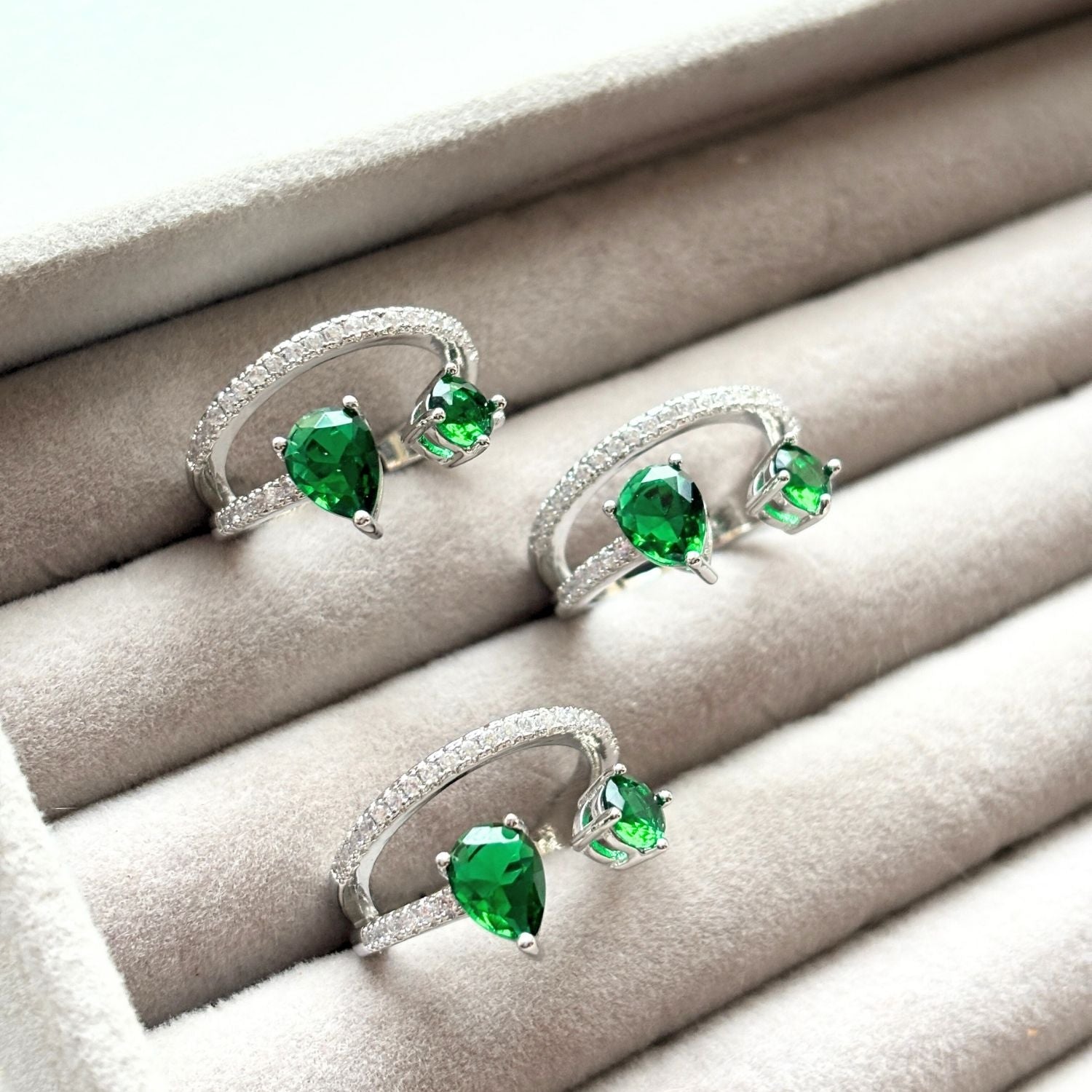Double Emerald Pear-Cut Ring