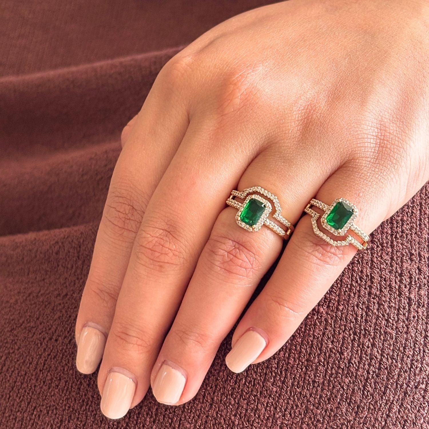 Emerald Nested Wave Ring