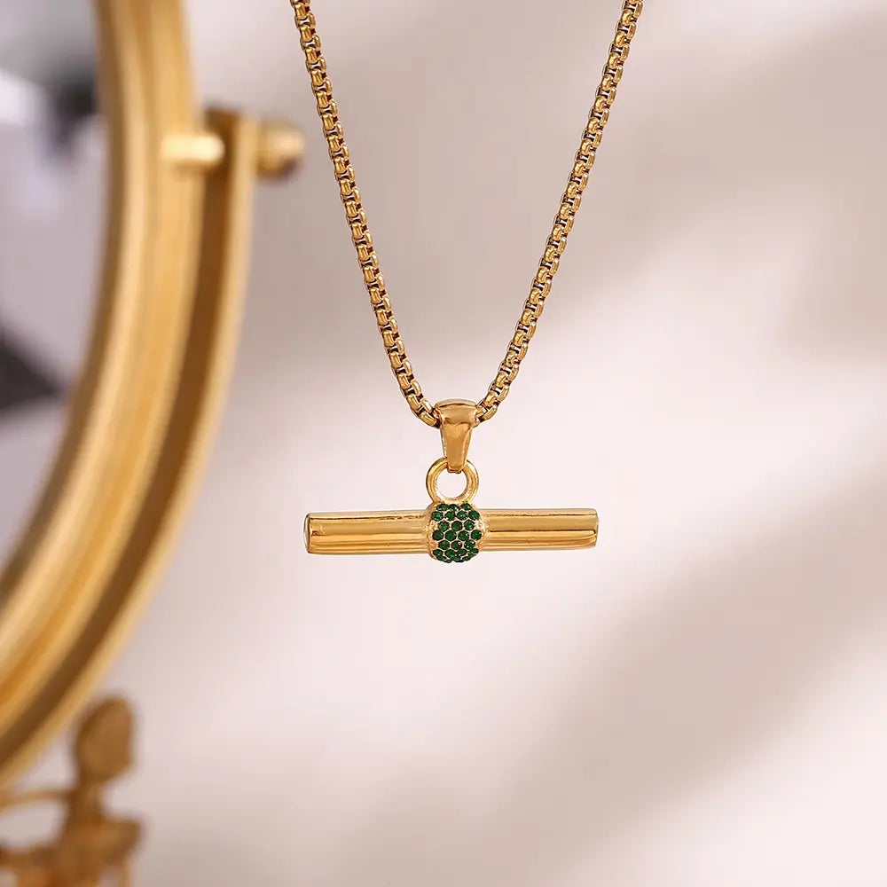 Emerald T-Bar Statement Necklace