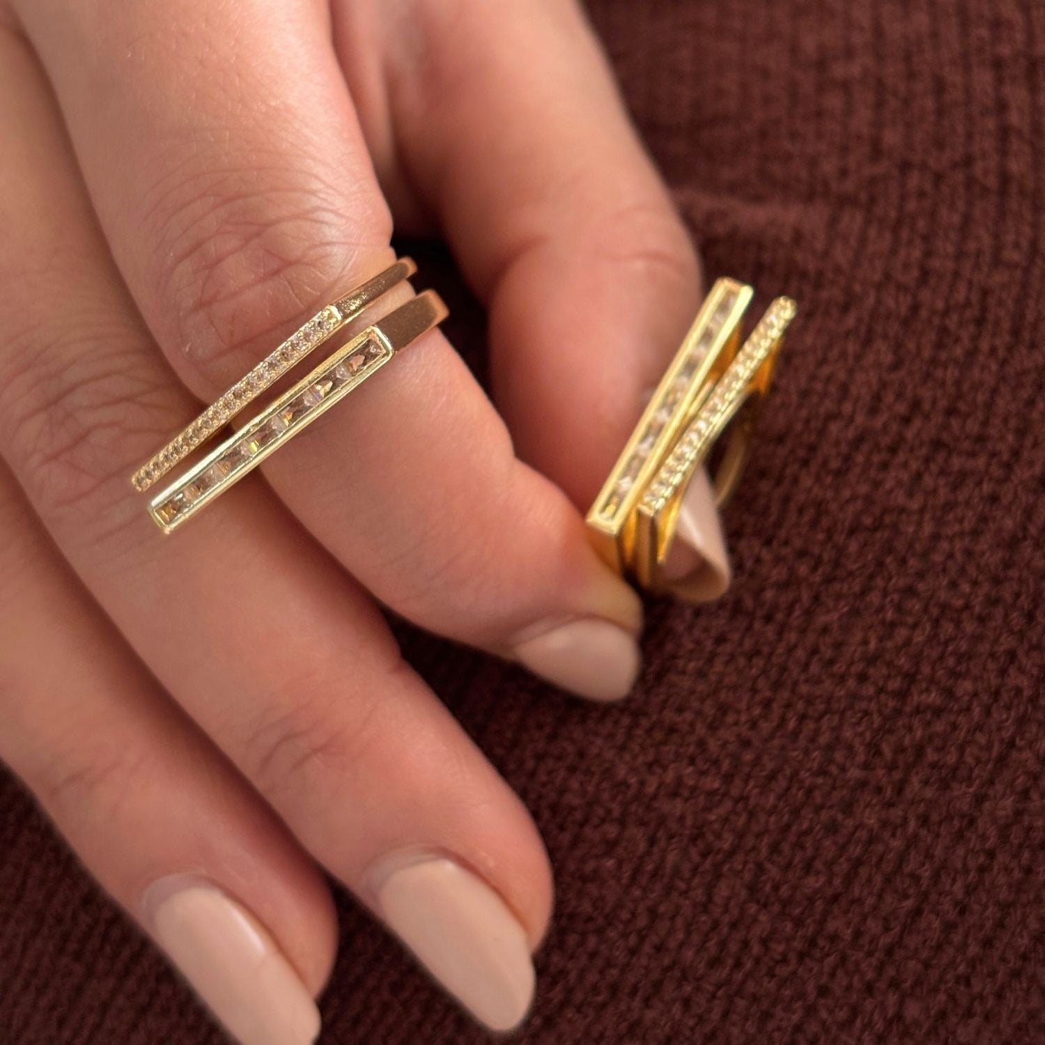 Parallel Pavé Open Ring