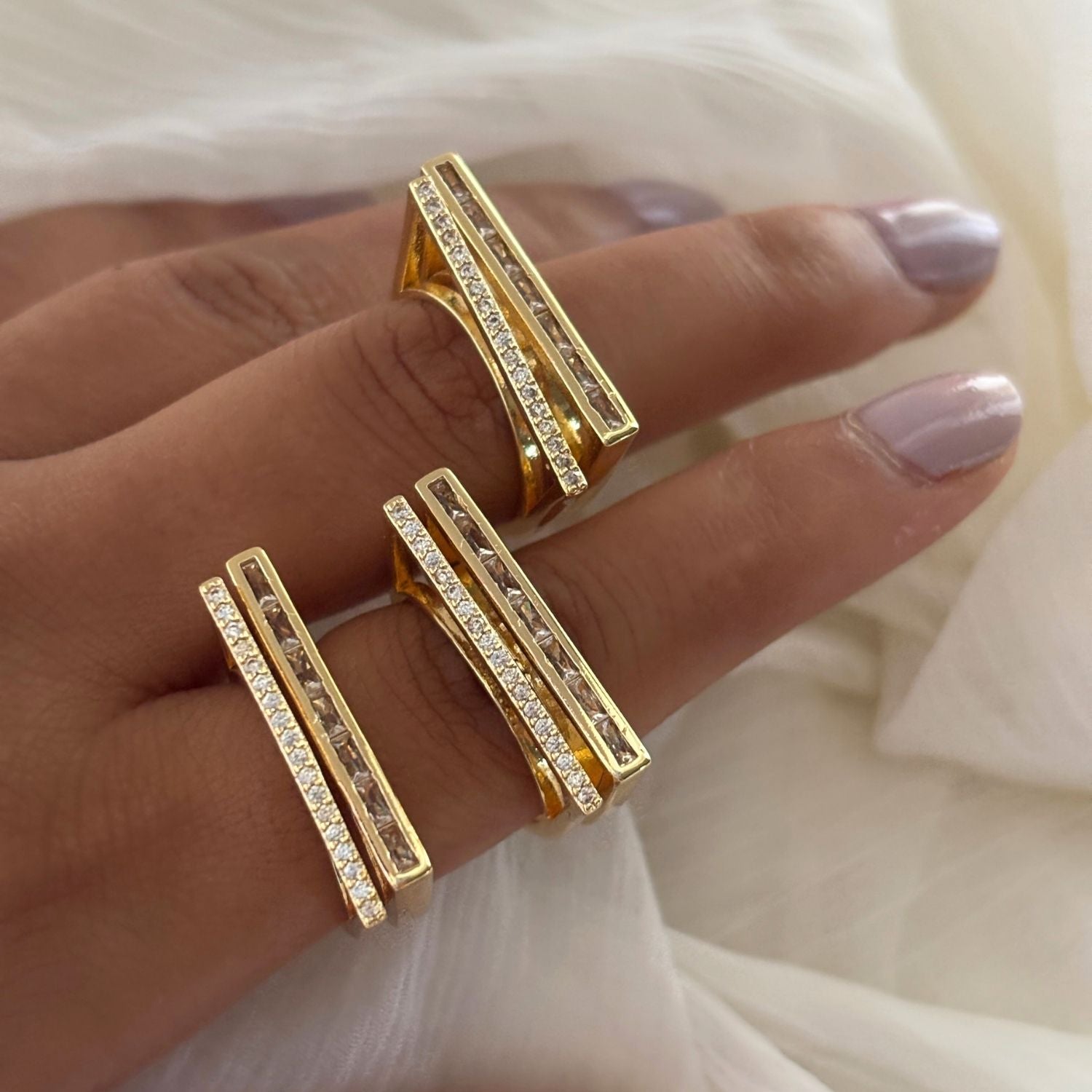 Parallel Pavé Open Ring