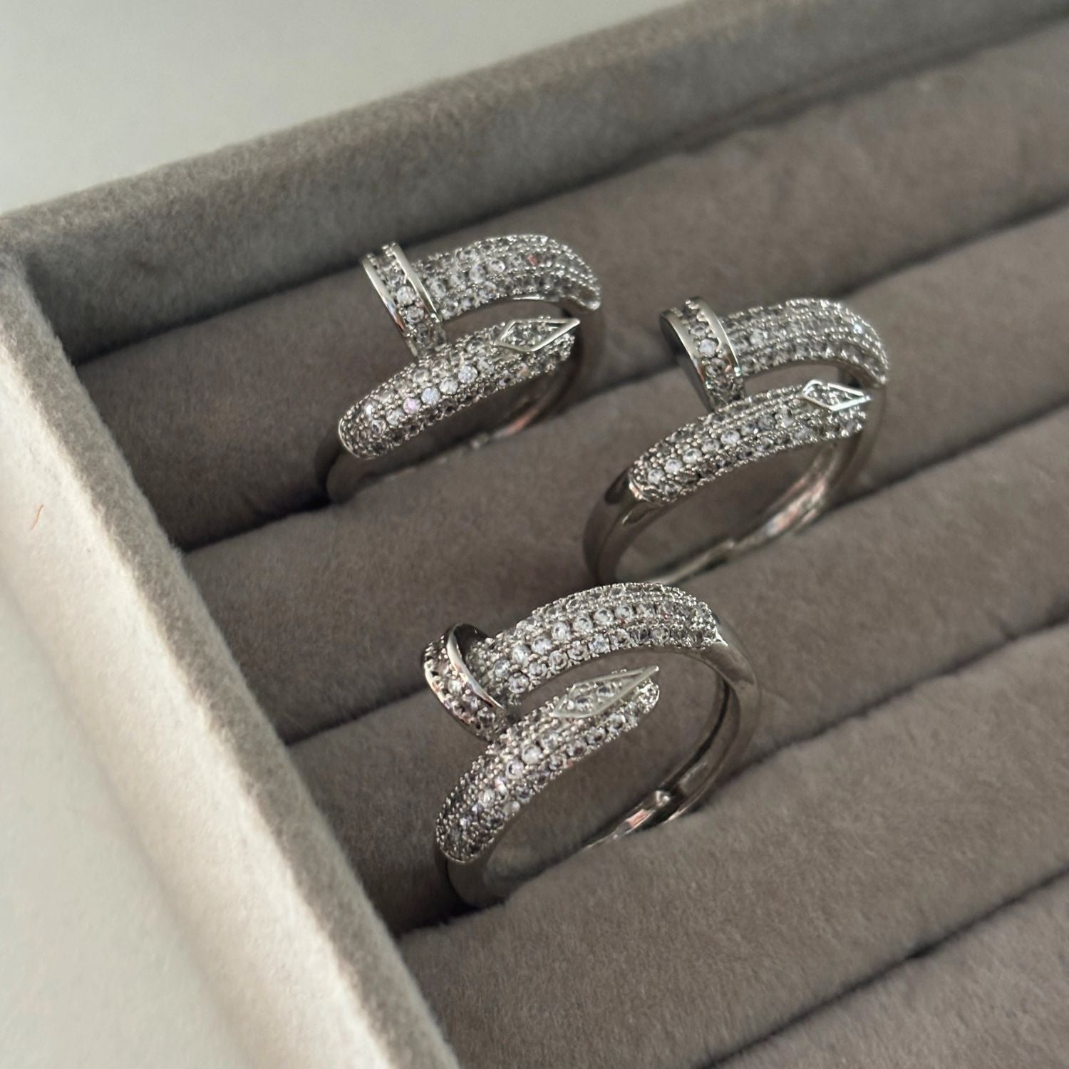 Twisted Pave Silver Ring