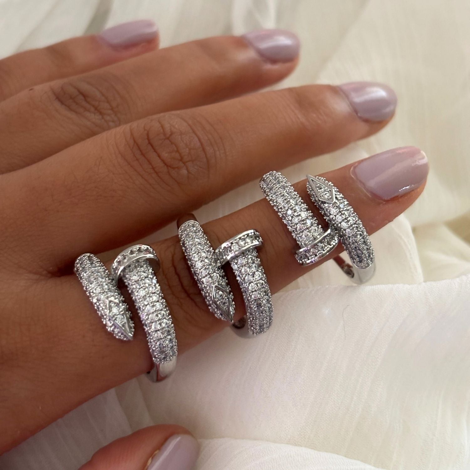 Twisted Pave Silver Ring