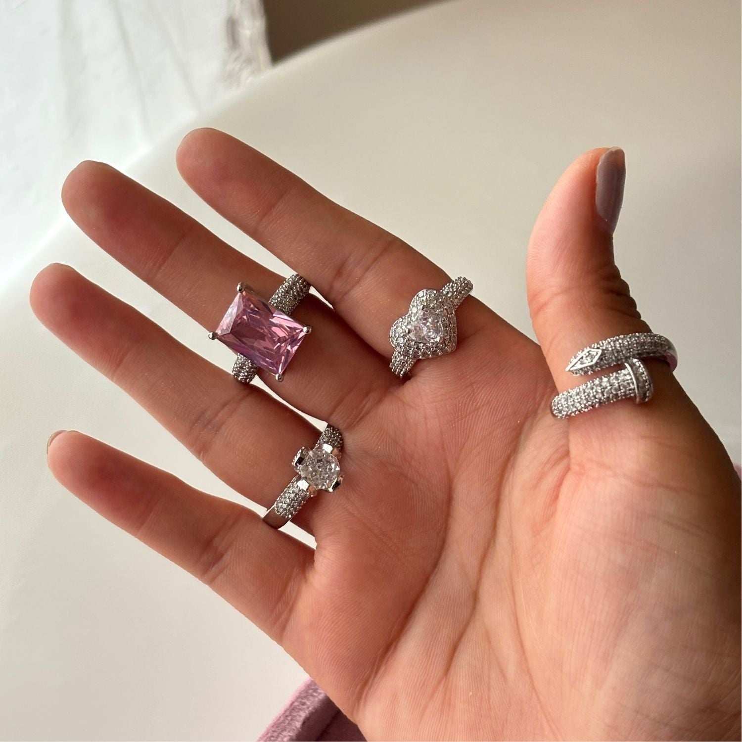 Twisted Pave Silver Ring