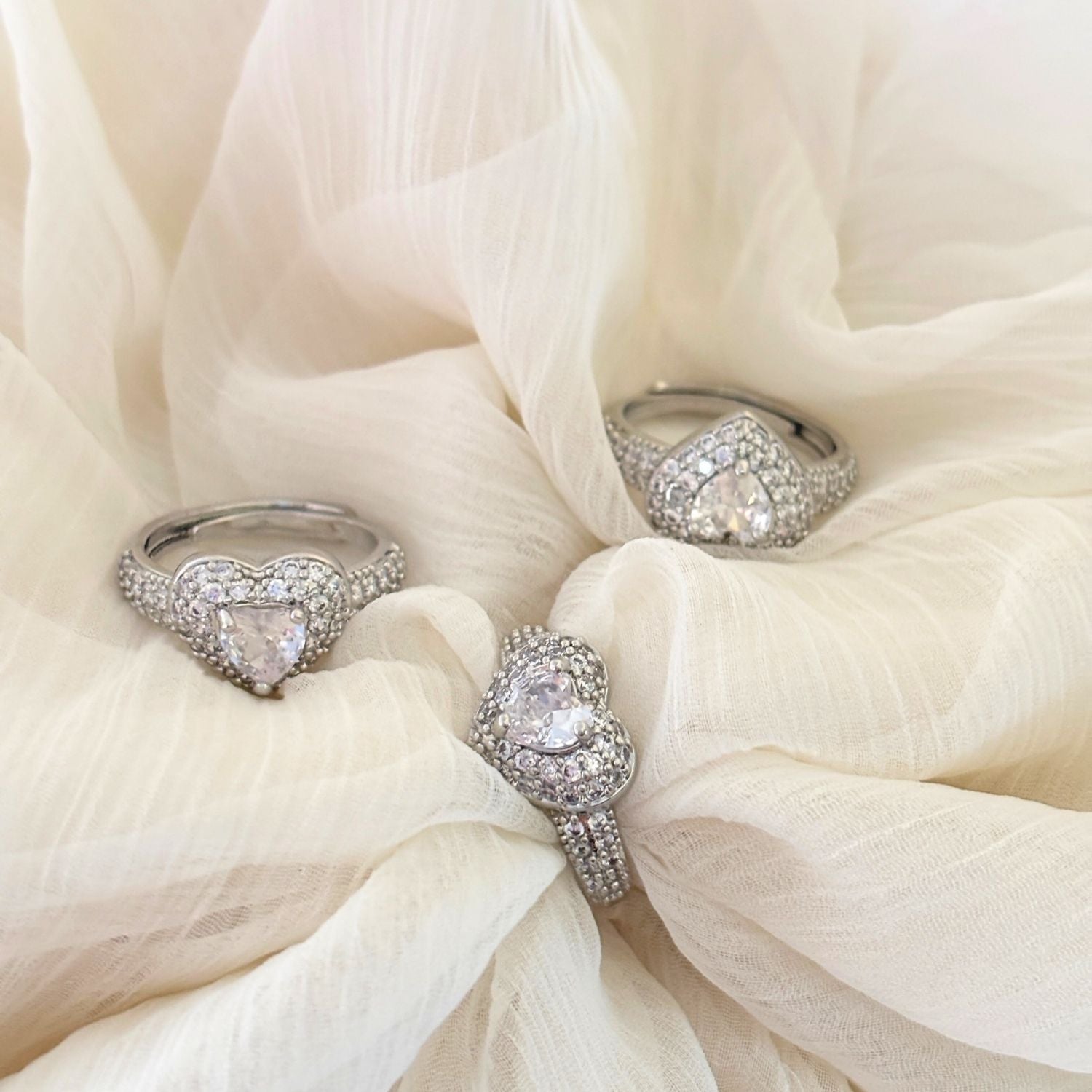 White Cubic Zirconia Heart Ring