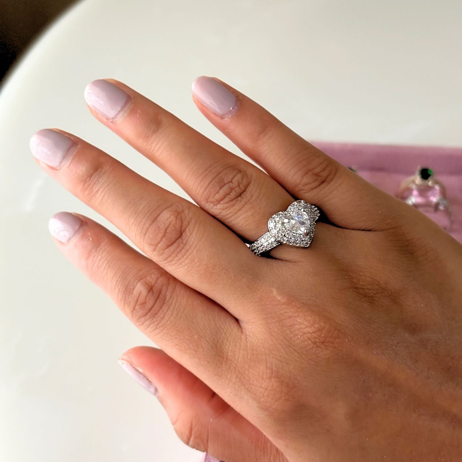 White Cubic Zirconia Heart Ring
